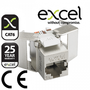 EXCEL | CAT6A FTP SCREENED LOW PROFILE KEYSTONE JACK TOOLLESS - SILVER