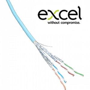 Excel | Solid Cat6a Cable U/FTP LSOH CPR Euroclass B2ca 500m Reel Ice Blue