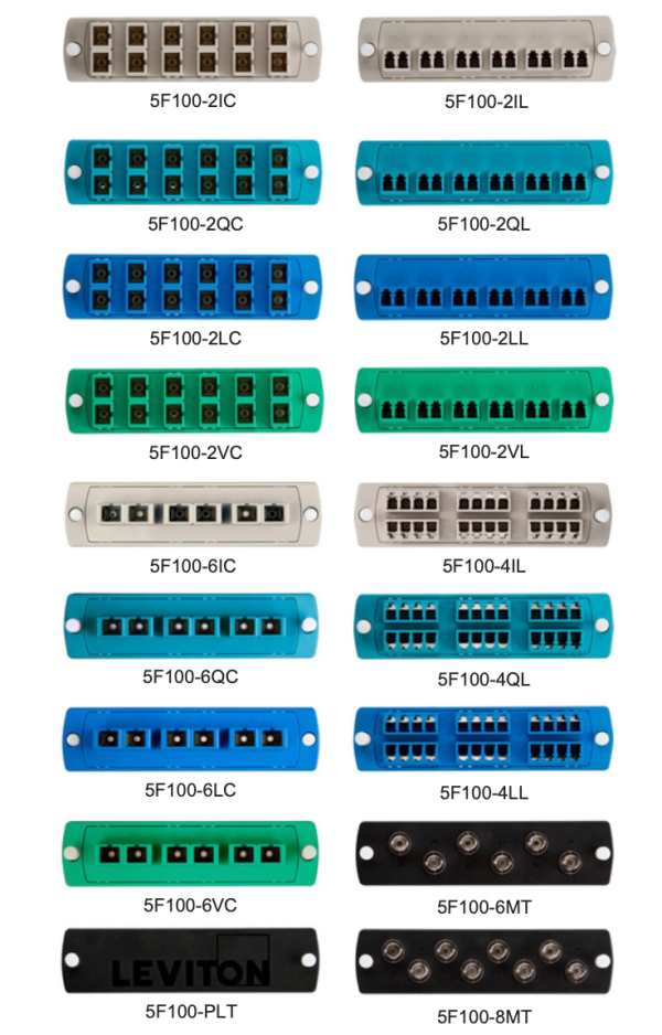 Leviton OPT‑X SDX Precision Molded Fiber Adapter Plates (5F100‑xxx)